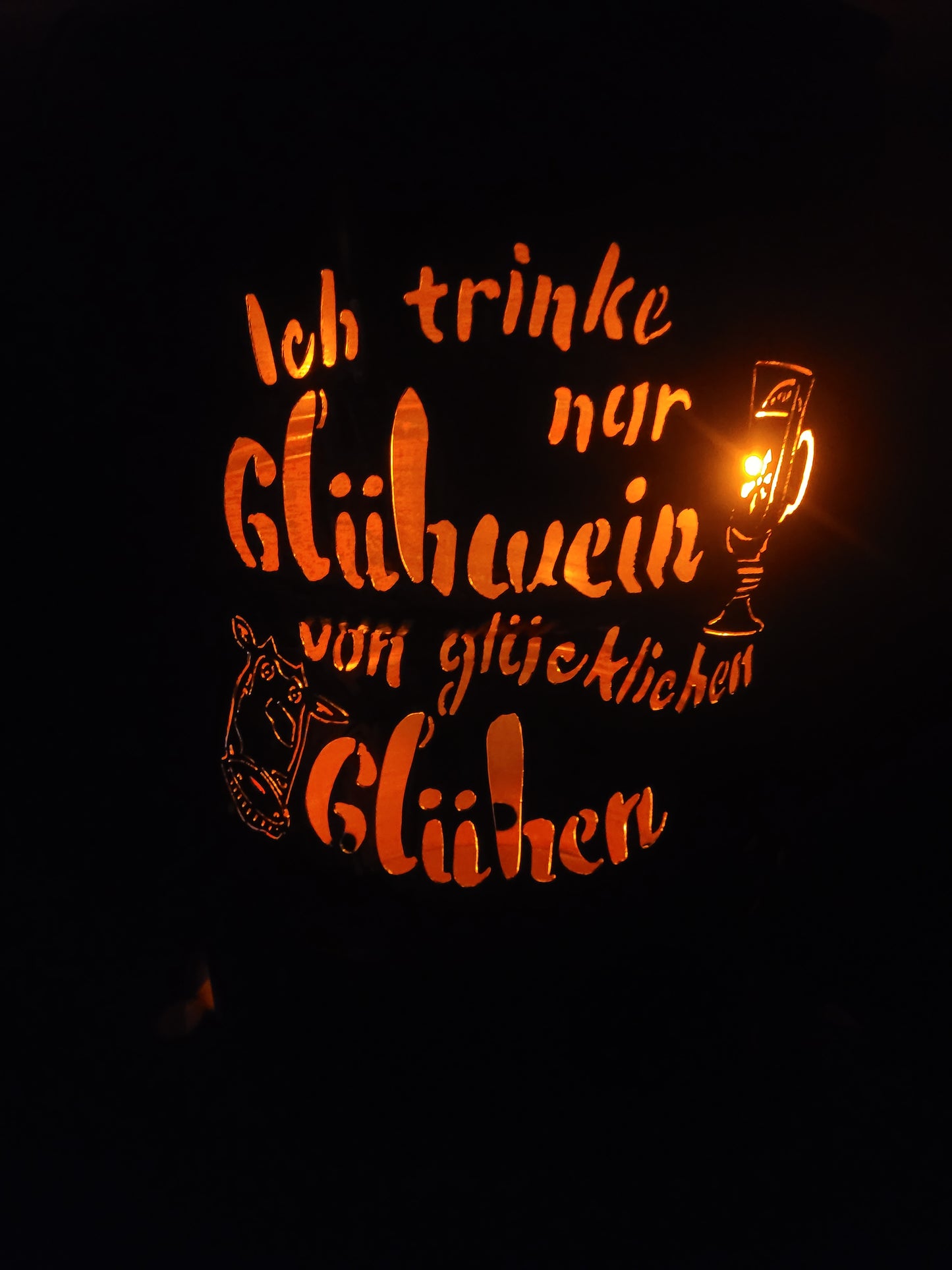 Feuertonne Ich trinke nur Glühwein von glücklichen Glühen