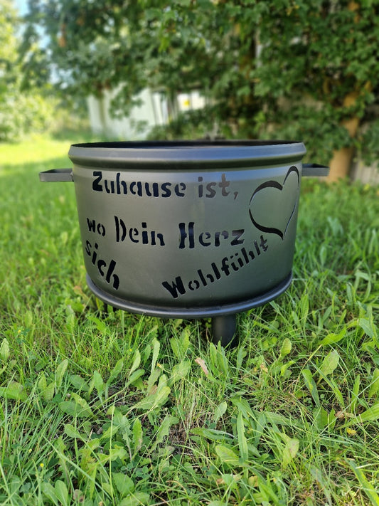 Feuerschale klein Zuhause ist wo Dein Herz sich wohlfühlt
