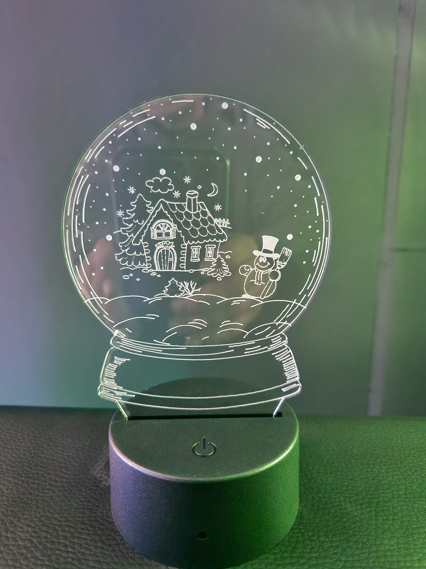 Nachtlicht Schneekugel Haus Schneemann