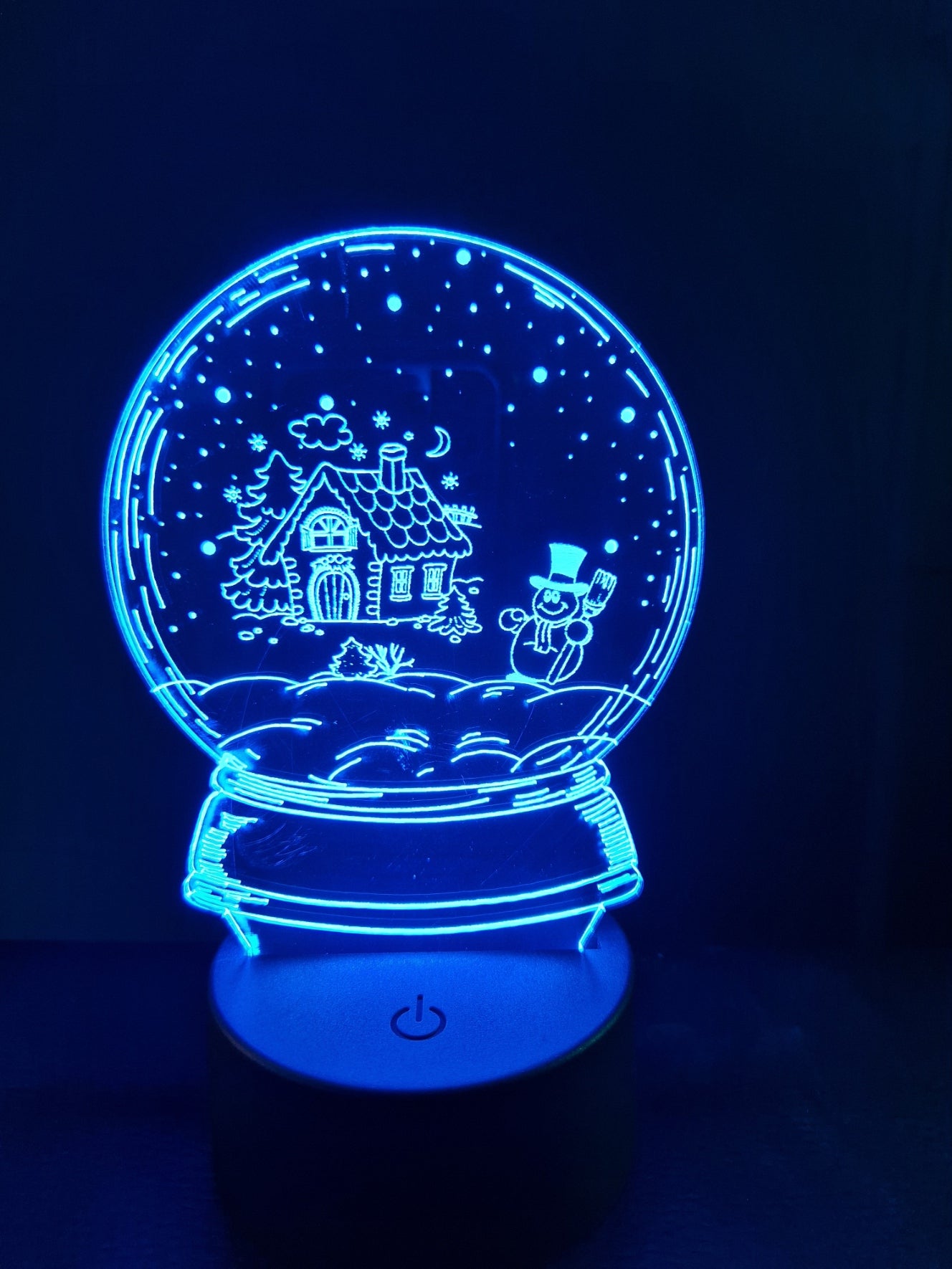 Nachtlicht Schneekugel Haus Schneemann