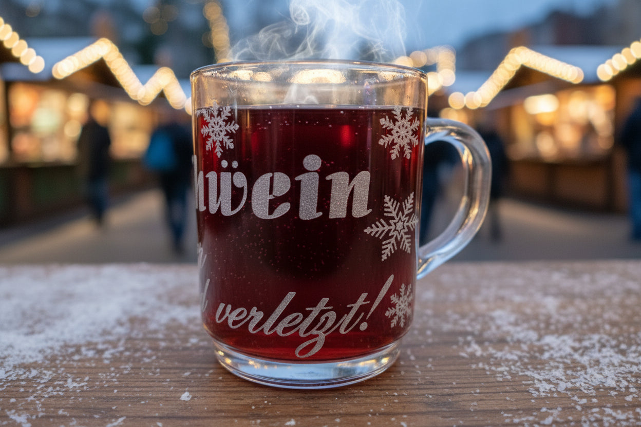 Glühweinglas mit Spruch" Gib nen Glühwein und keiner wird verletzt! "