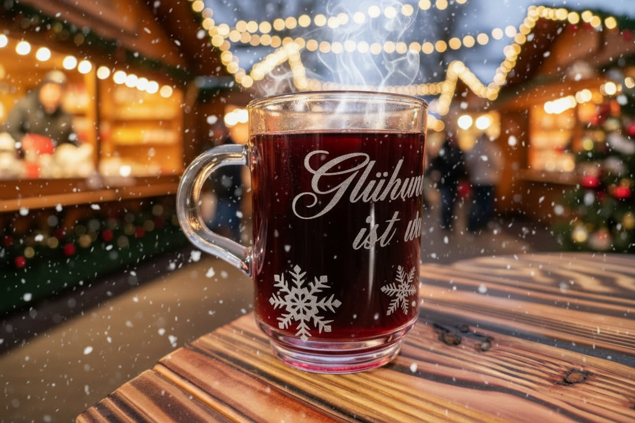 Glühweinglas mit Spruch" Glühwein ist wie Tee nur lustiger"
