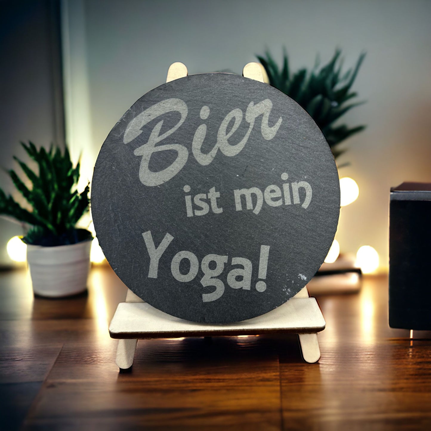 Schieferuntersetzer "Bier ist mein Yoga"