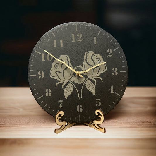 Schiefer Uhr Rose