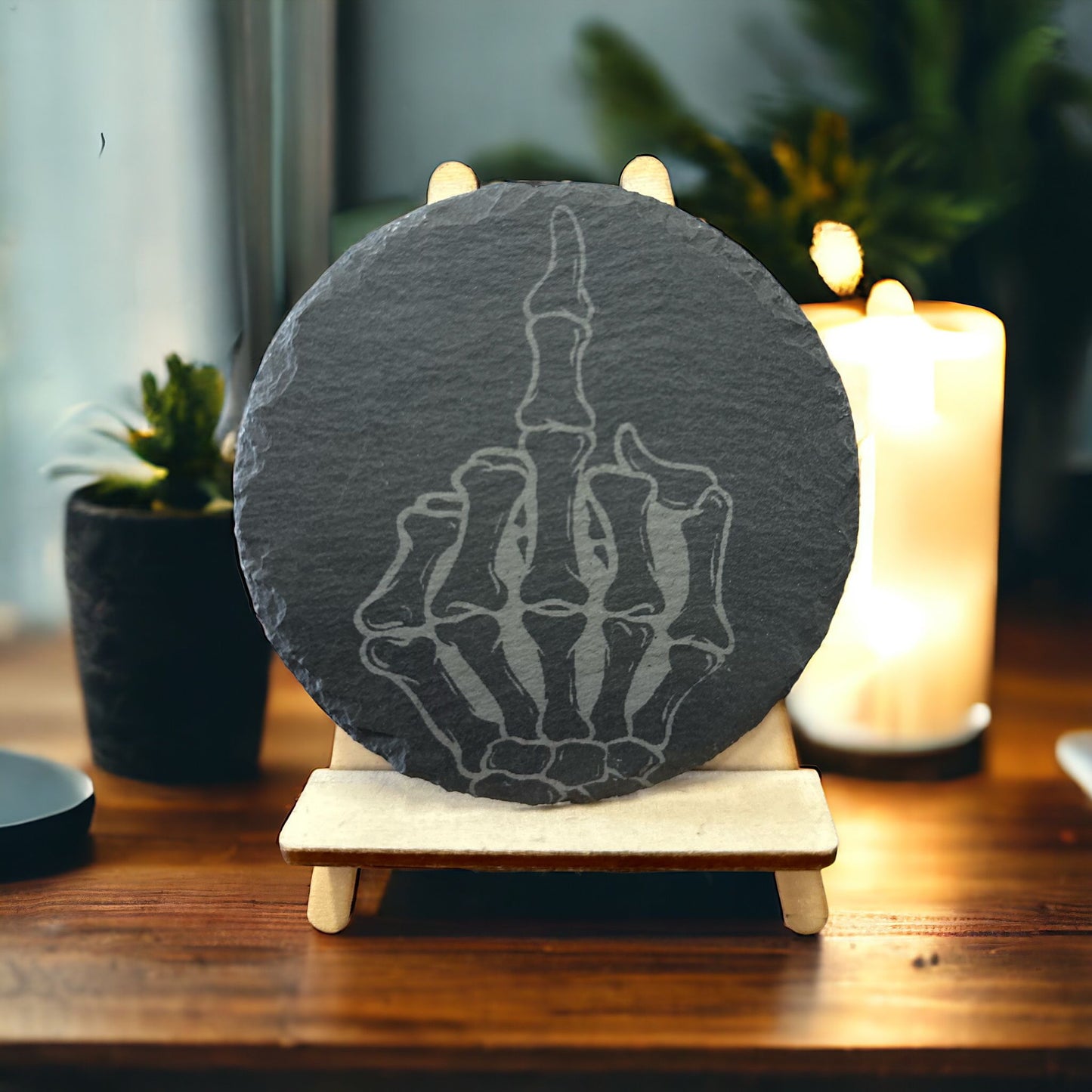 Slate middle finger skeletons