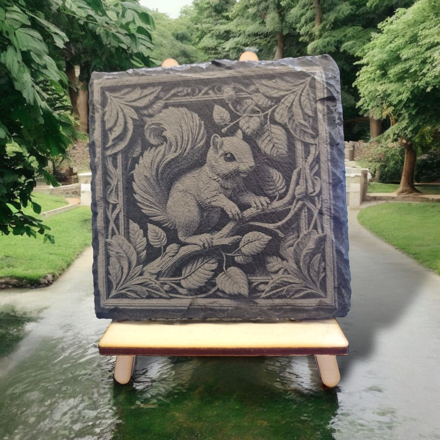 Schiefer Untersetzer Eichhörnchen 3D