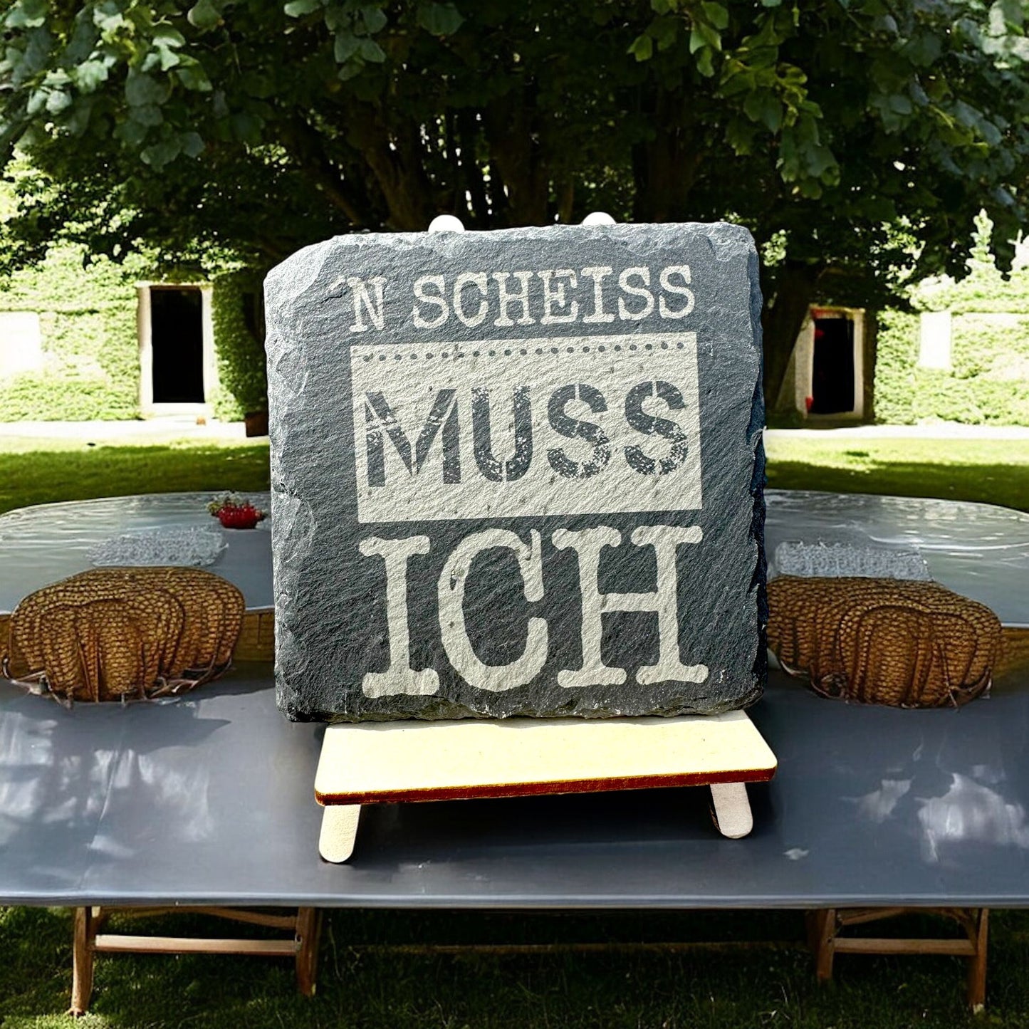 Schieferuntersetzer "´N Scheiß muss ich!"