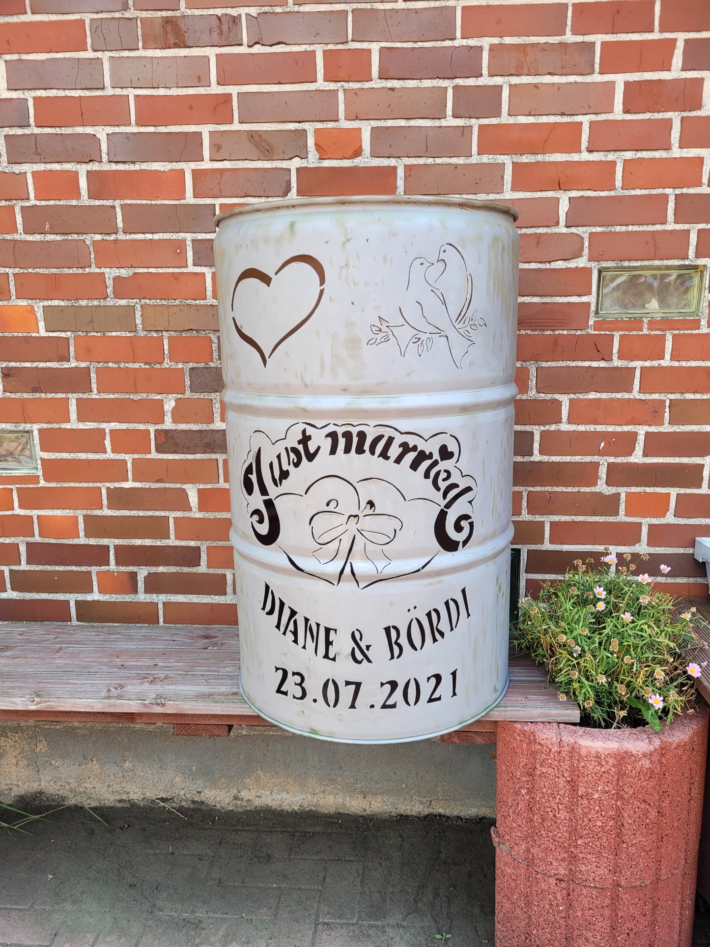Fire barrel wedding inc. Name and date