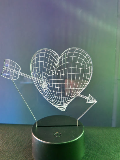 Nachtlicht Herz mit Pfeil 3D
