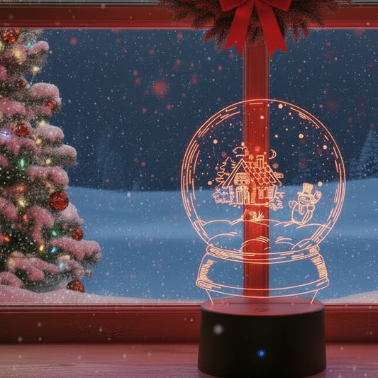 Nachtlicht Schneekugel Haus Schneemann