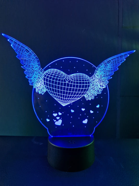 Night light flying heart 