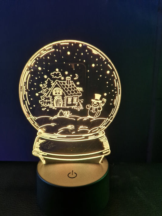 Night light snow globe house snowman 