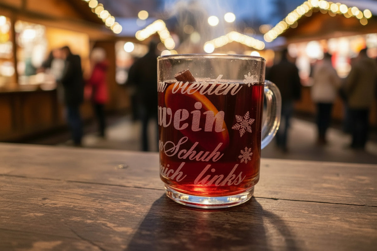 Glühweinglas mit Spruch