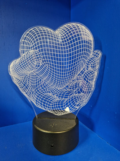 Nachtlicht Herz in Hand 3D