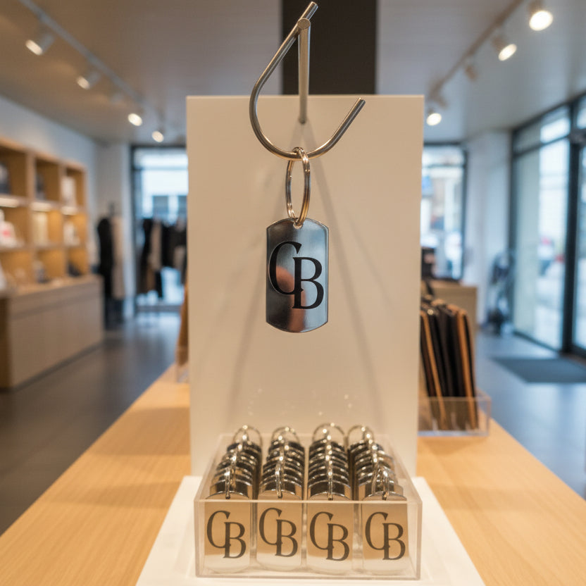 Edelstahlschlüsselanhänger mit Wunschmotiv und Personalisierung