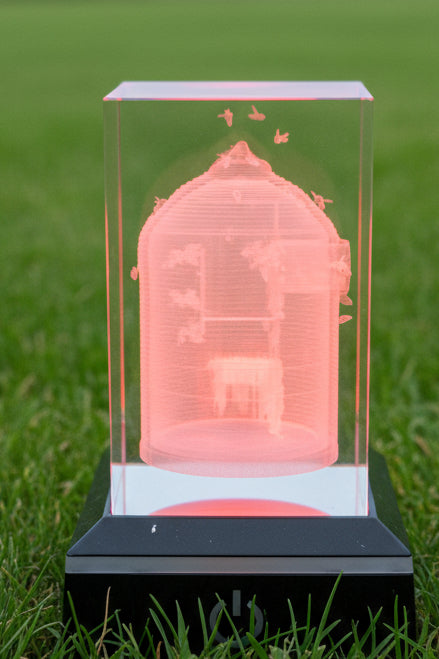 K9 Crystal "Bienenkorb " – 3D Lasergravur mit LED Sockel