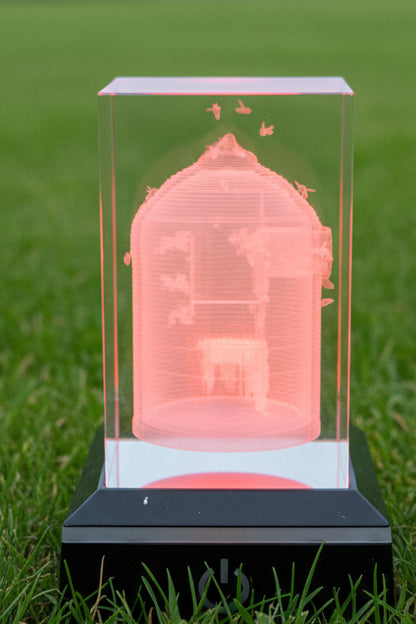 K9 Crystal "Bienenkorb " – 3D Lasergravur mit LED Sockel
