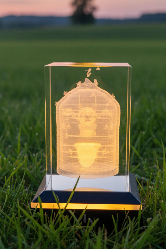 K9 Crystal "Bienenkorb " – 3D Lasergravur mit LED Sockel