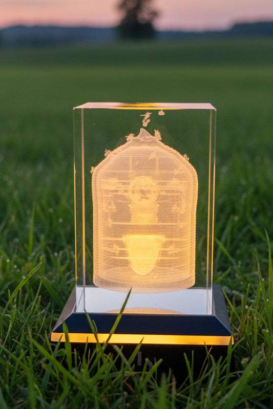 K9 Crystal "Bienenkorb " – 3D Lasergravur mit LED Sockel