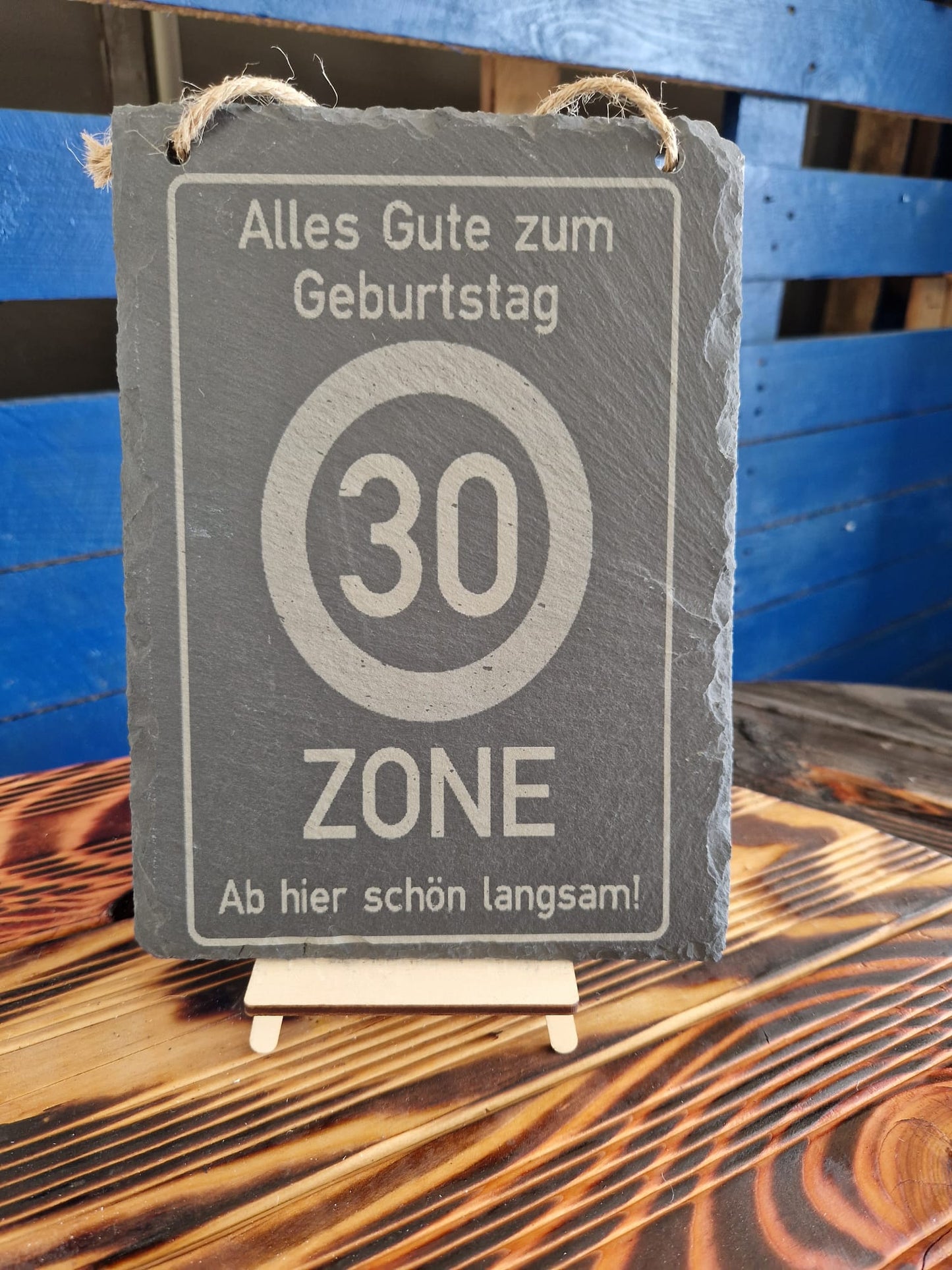Schiefer-Schild Eckig " Alles Gute zum Geburtstag 30"
