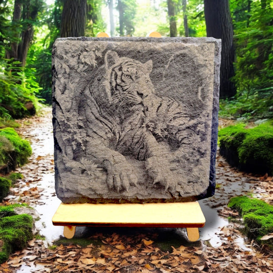 Schiefer Untersetzer Tiger 3D