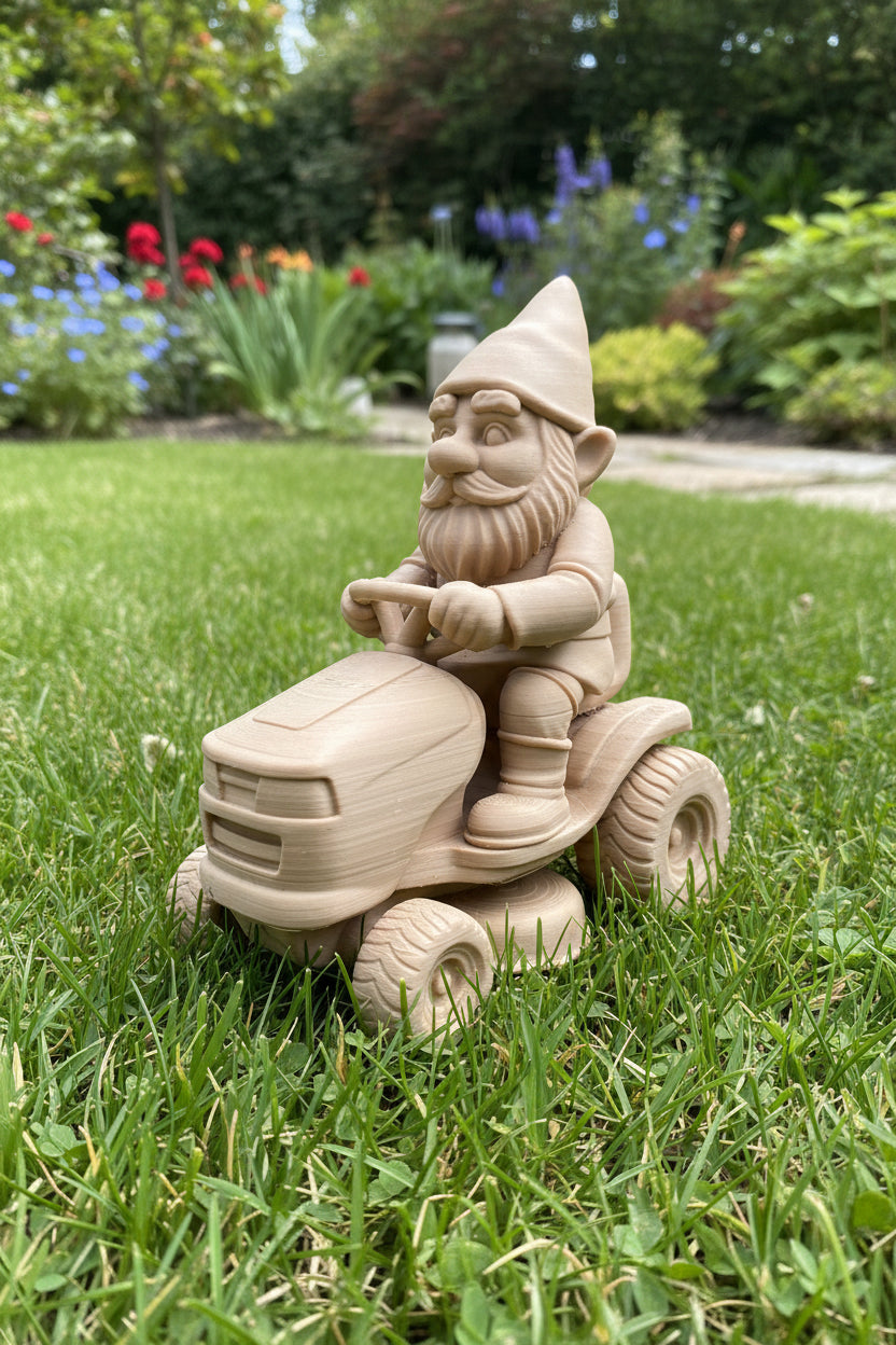 Zwerg auf einem Rasentrecker 3D Druck