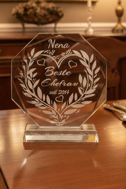 K9 Crystal Ornament "Beste Ehefrau" – Personalisierte Lasergravur