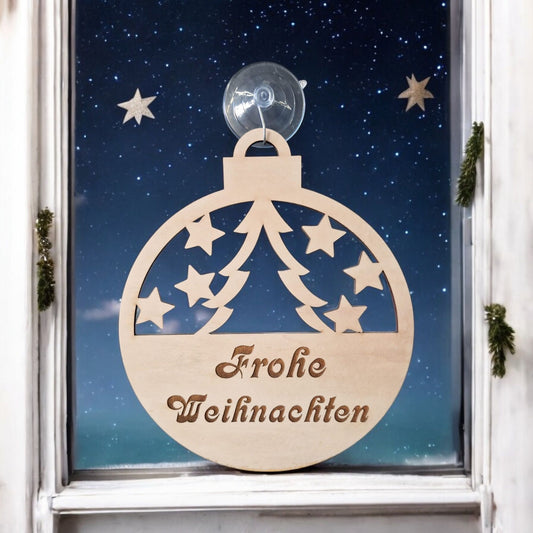 Nachhaltige Weihnachts- Fensterbilder aus Pappelholz Motiv 3