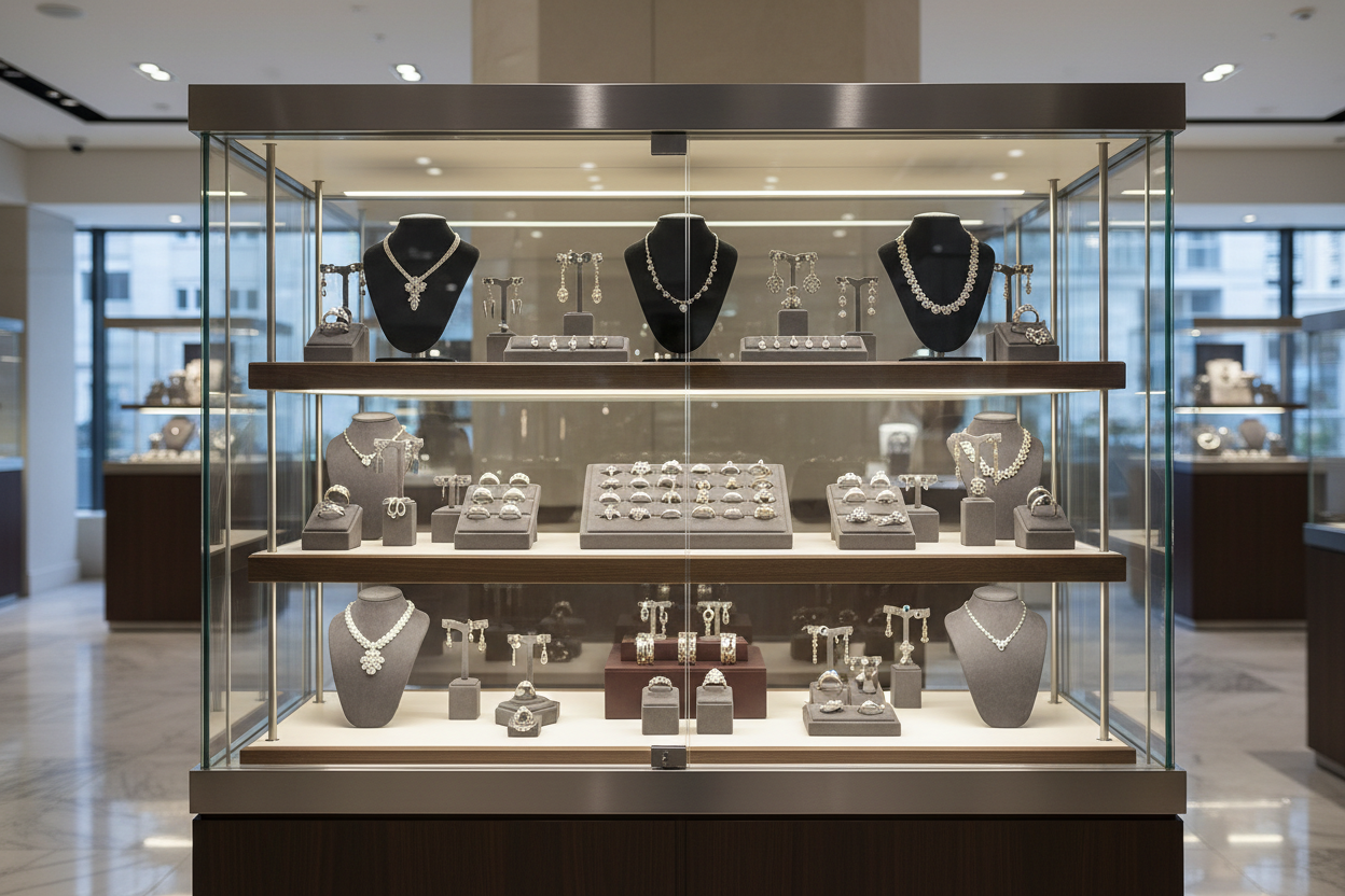 ein Bild von einer Schmuckvitrine